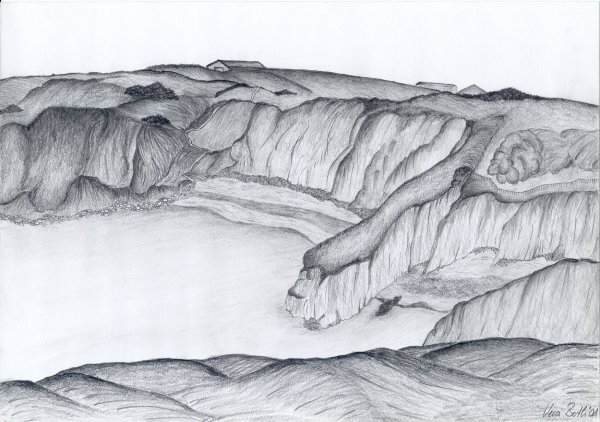 Manorbier Bleistift-Zeichnung